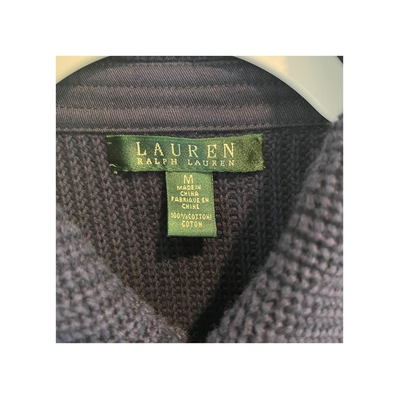 Lauren‎ Ralph Lauren Knit Cotton Gold Button Double Breasted Cardigan Jacket M - Picture 3 of 9